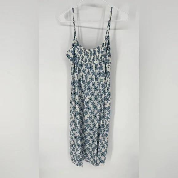 Uniqlo feminine cottagecore Blue Floral Midi camisole slip Dress - Picture 4 of 7